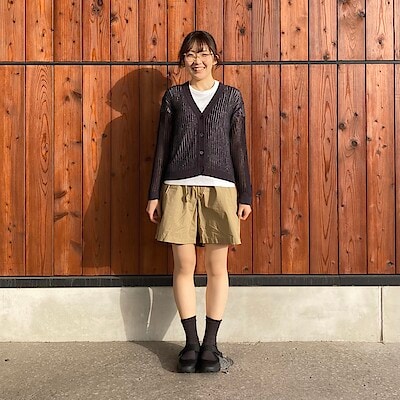 婦人 リネン混透かし編みVネックカーディガン | 無印良品